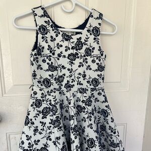 Knitworks dark blue and White Floral Kids Dress